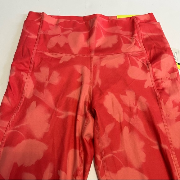 All In Motion Leggings Large High Rise Brushed Sculpt PINK Floral Side Pockets - Picture 3 of 8